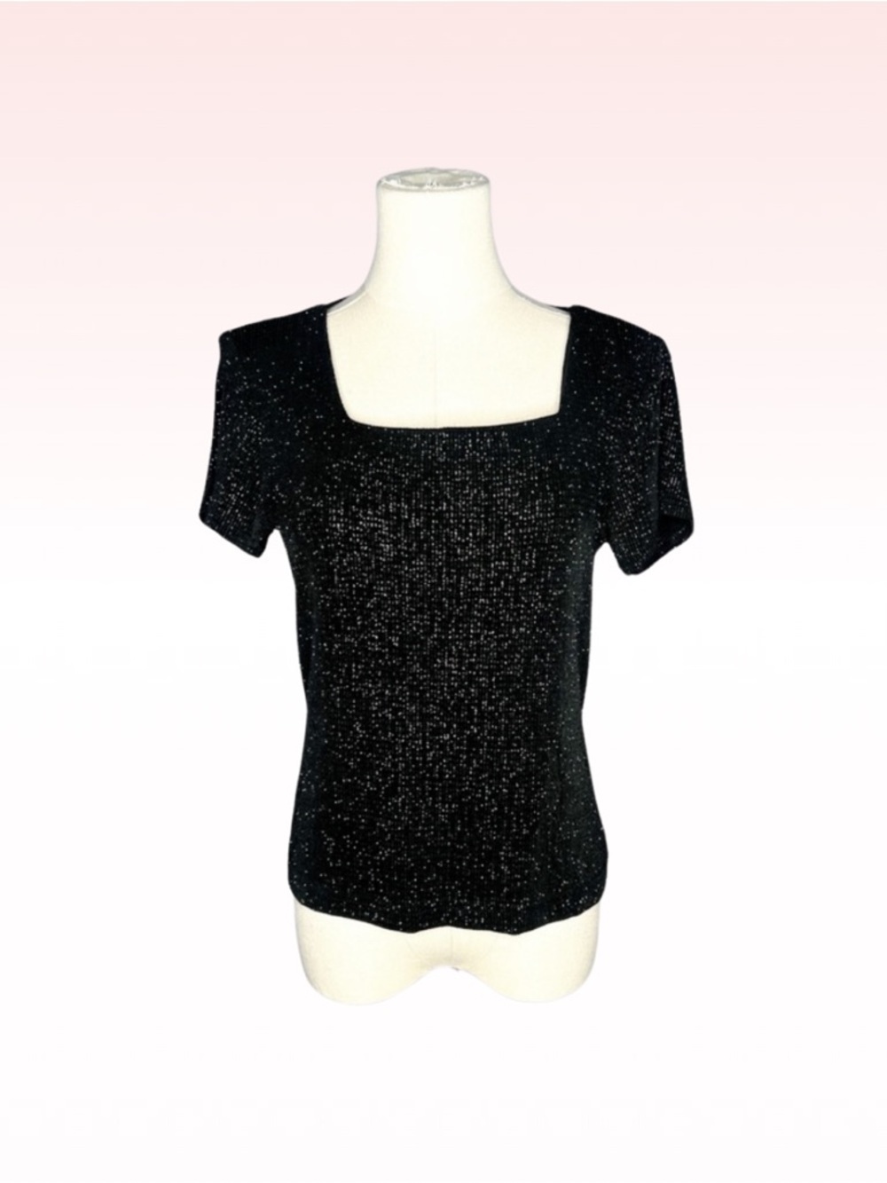 JBS Ltd Vintage 90’s Black Glitter Short Sleeve Top (Sz M)